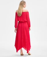 I.n.c. International Concepts Women's Printed Pleated Off-The-Shoulder Maxi Dress, Exclusively at Macy's