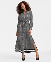 I.n.c. International Concepts Women's Printed Tie-Waist Button-Front Maxi Dress, Exclusively at Macy's