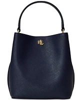 Lauren Ralph Crosshatch Leather Mini Reese Bucket Bag