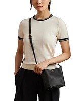 Lauren Ralph Crosshatch Leather Mini Reese Bucket Bag