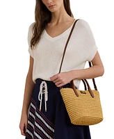 Lauren Ralph Lauren Woven Straw Medium Brie Tote Bag