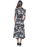 Karl Lagerfeld Paris Women's Printed Keyhole Midi Dress