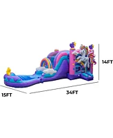 Xjump Unicorn Commercial Grade Bounce House Water Slide with Detachable Pool Combo