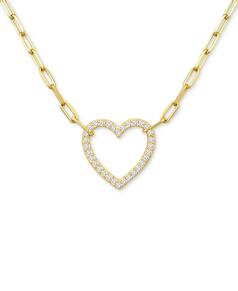 Giani Bernini Cubic Zirconia Heart Pendant Necklace, 16" + 2" extender, Exclusively at Macy's