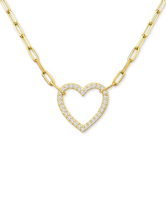 Giani Bernini Cubic Zirconia Heart Pendant Necklace, 16" + 2" extender, Exclusively at Macy's