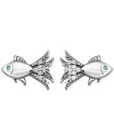 Giani Bernini Lab-Created Green Quartz & Cubic Zirconia Fish Stud Earrings in 18k Gold Over Sterling Silver, Exclusively at Macy's (Also Available in