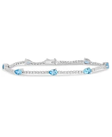 Swiss Blue Topaz (3-1/2 ct. t.w.) & Diamond (1-1/5 Tennis Bracelet 14k White Gold (Also London Aquamarine)