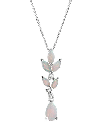 Lab-Created Opal (1-1/10 ct. t.w.) & Lab-Created White Sapphire (1/5 ct. t.w.) Vine Inspired 18" Pendant Necklace in Sterling Silver