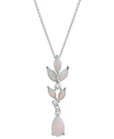 Lab-Created Opal (1-1/10 ct. t.w.) & Lab-Created White Sapphire (1/5 ct. t.w.) Vine Inspired 18" Pendant Necklace in Sterling Silver