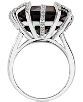 Onyx (7mm) & Diamond (1/5 ct. t.w.) Zigzag Statement Ring in Sterling Silver