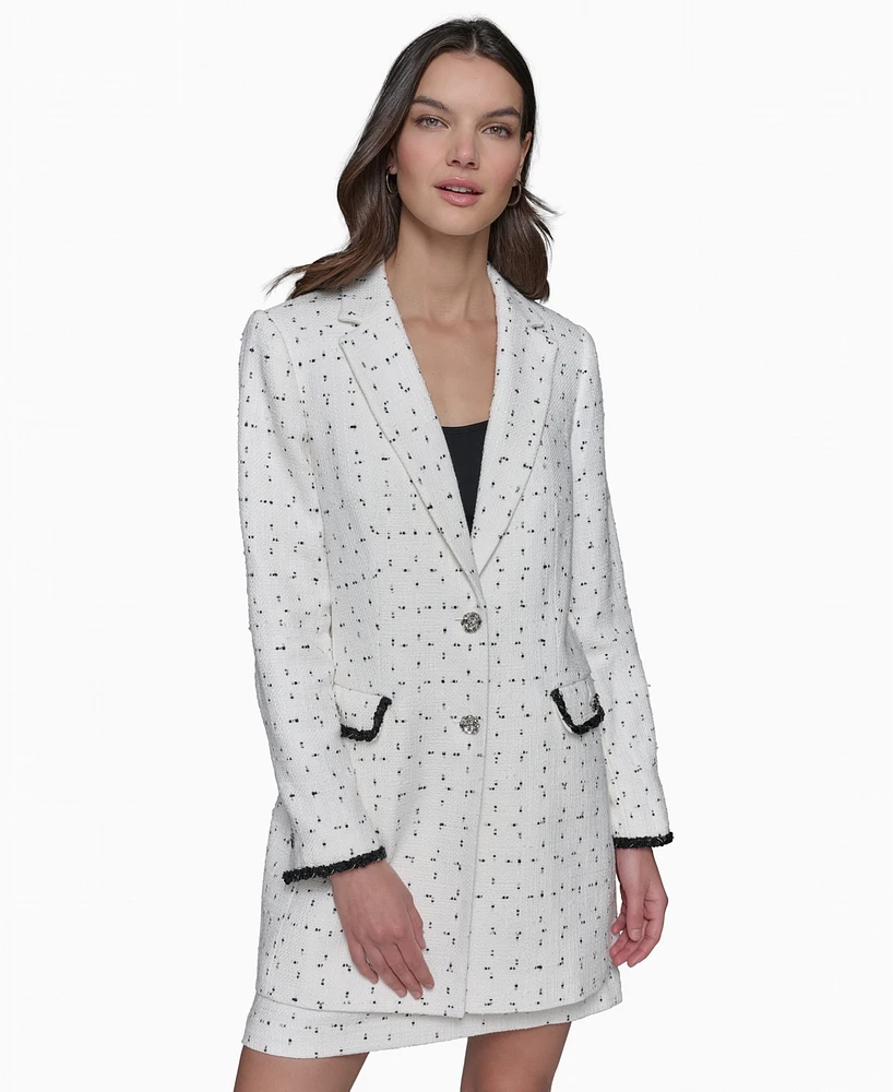 Karl Lagerfeld Paris Women's Sequin-Trim Tweed Topper Jacket