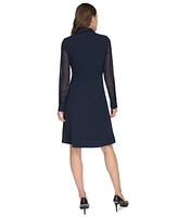 Calvin Klein Women's Chiffon-Sleeve Faux-Wrap Dress