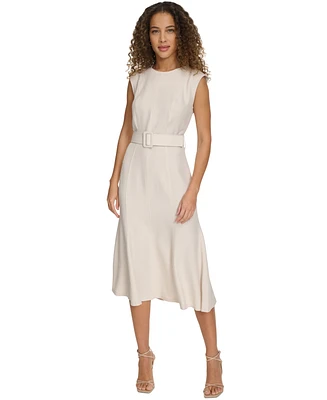 Calvin Klein Women's Belted A-Line Midi Dress