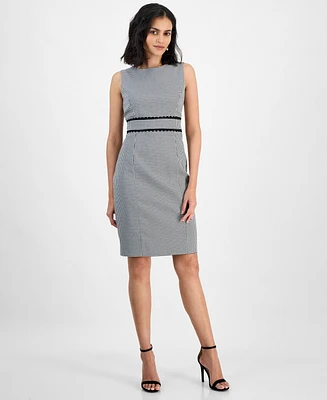 Kasper Women's Check Scalloped-Trim Sheath Dress, Regular & Petite Sizes