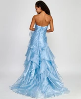 Say Yes Juniors' Ruffled Strapless Ball Gown, Created for Macy's