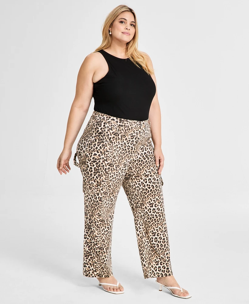Bar Iii Trendy Plus High-Rise Cheetah-Print Jeans, Exclusively at Macy's