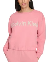 Calvin Klein Performance Women's Flocked-Logo Fleece Sweatshirt