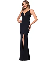 Xscape Women's Plunge-Neck Sleeveless Scuba Gown