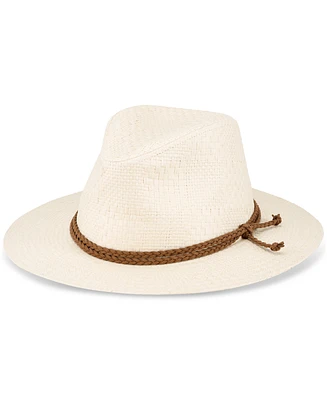 Levi's Men's Straw Panama Hat with Braided Faux-Leather Band