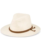 Levi's Men's Straw Panama Hat with Braided Faux-Leather Band