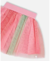 Deux par Big Girls Printed Mesh Skirt Pink And Green