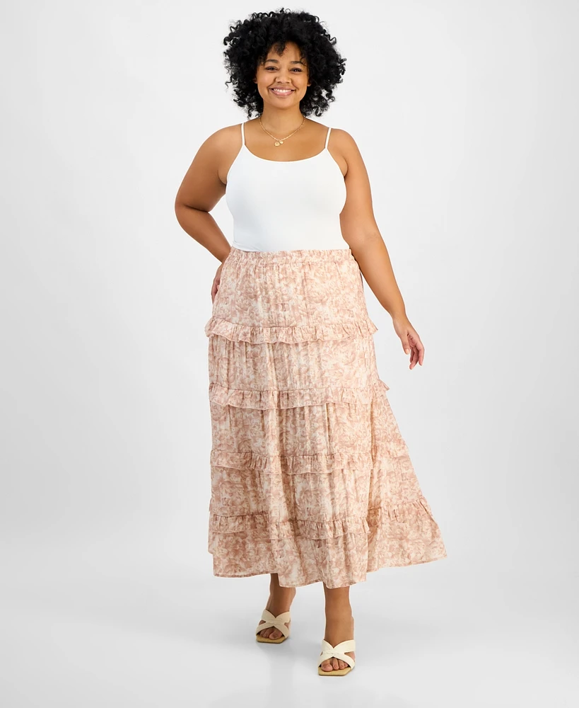 And Now This Trendy Plus Tiered Floral Maxi Skirt, Exclusively at Macy's