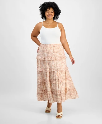 And Now This Trendy Plus Tiered Floral Maxi Skirt, Exclusively at Macy's