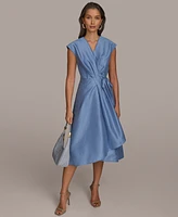 Donna Karan New York Women's Surplice-Neck Midi Dress