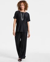 Jm Collection Women's Plisse Dolman Short-Sleeve Top, Exclusively at Macy's