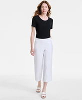 Jm Collection Women's Pull-On Cropped Wide-Leg Pants, Exclusively at Macy's