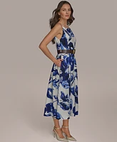 Donna Karan New York Women's Belted Midi A-Line Dress