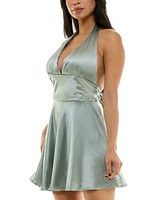 Katia Rae Women's Satin Halter Open-Back Dress