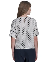 Tommy Hilfiger Women's Dot-Print Tie-Front Blouse