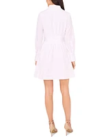 Msk Petite Collared Cotton Button-Front Shirt Dress