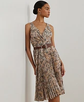 Lauren Ralph Women's Floral Metallic Chiffon Cocktail Dress