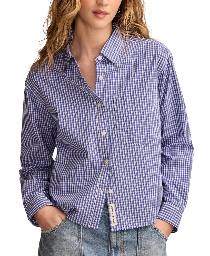 Lucky Brand Women's Cotton Poplin Cropped Shirt