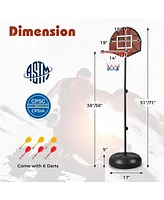 2-in-1 Height Adjustable Kids Basketball Hoop with Dart Board