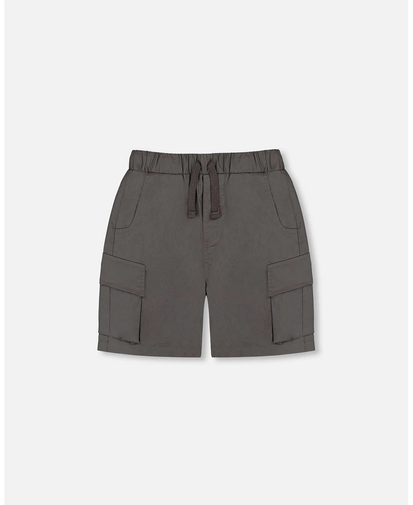 Deux par Baby Boys Parachute Cargo Pocket Shorts Dark Gray