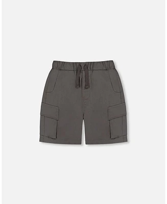 Deux par Baby Boys Parachute Cargo Pocket Shorts Dark Gray