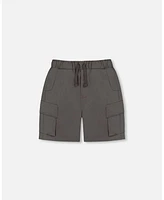 Deux par Baby Boys Parachute Cargo Pocket Shorts Dark Gray