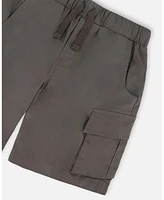 Deux par Big Boys Parachute Cargo Pocket Shorts Dark Gray