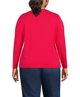 Lands' End Women's Plus Relaxed Supima Cotton Long Sleeve Crew Neck T-Shirt