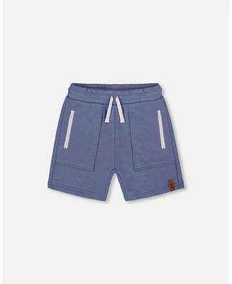 Deux par Toddler Boys French Terry Zip Pocket Shorts Pale Mauve Blue - Toddler|Child