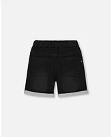 Deux par Baby Boys French Terry Denim Short Black Jeans