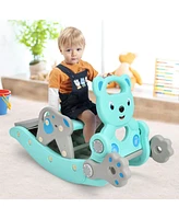 4-in-1 Toddler Slide and Rocking Horse Playset with Basketball Hoop