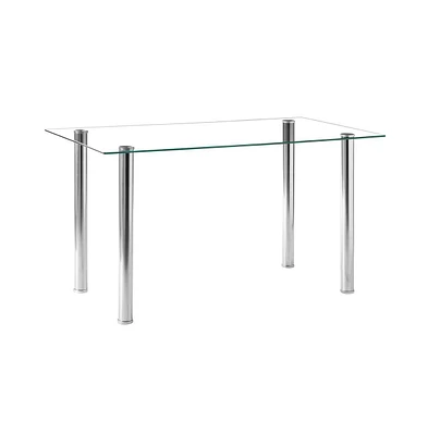 Simple Assembly Glass and Iron Dining Table – Sleek, Modern, and Functional