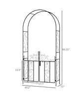 Outsunny 7.5 Metal Garden Arch w/ Double Gate, Garden Arbor Trellis,