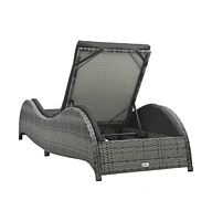 Sun Lounger with Cushion Poly Rattan Anthracite