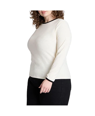 Eloquii Plus Contrast Trim Top