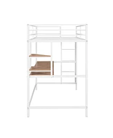 Modern Loft Bed with Desk and Metal Grid for Organization